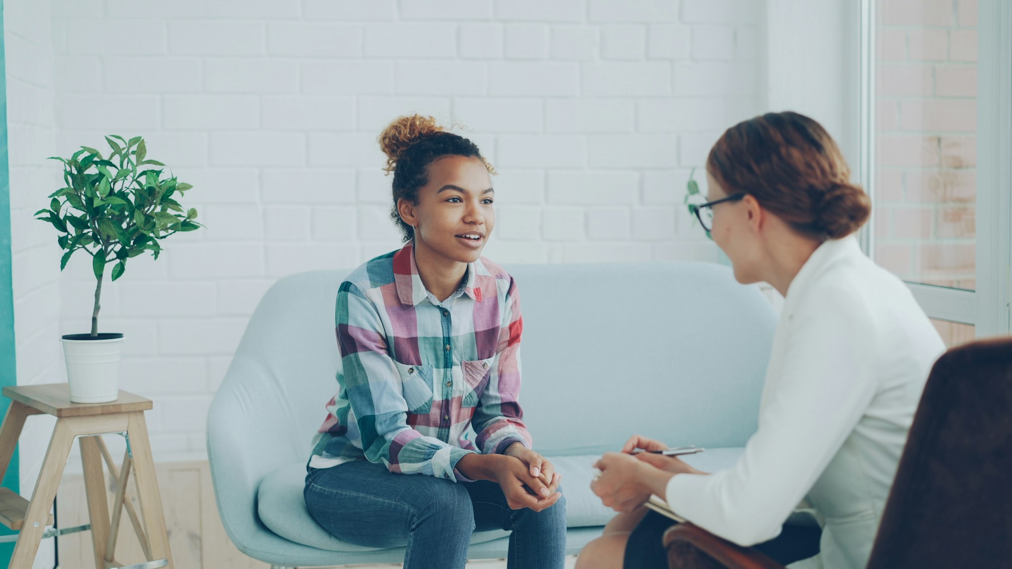 Counselor and client in conversation